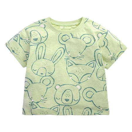 

Kids Toddler Girls T-Shirt Spring Summer Cartoon Cow Printed Short Sleeve Tops Lovely Clothes Child Kids Baby Clothing Dailywear