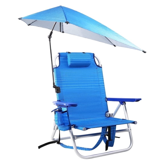 BOSSIN Backpack Beach Chair with Umbrella for Adults, Folding Heavy Duty Camping Chair with Large Pockets, Cup Holder and Towel Rack