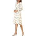 thumbnail image 5 of INSPIRE CHIC Women's Floral Print Swing Long Sleeve V-Neck Midi Dress, 5 of 7
