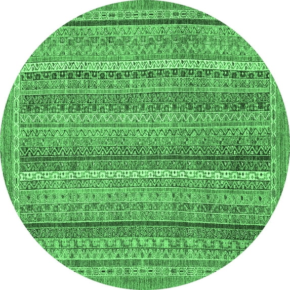 Ahgly Company Indoor Round Oriental Emerald Green Modern Area Rugs, 8' Round