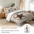 thumbnail image 7 of American Country Bedding Duvet Cover Set Twin Size 4 Pieces Star Farmhouse Beige Black Buffalo Plaid Bedding Set with Zipper Closure, 1 Comforter Cover 68x86 Inches 1 Flat Sheet & 2 Pillow Cases, 7 of 7