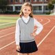 thumbnail image 5 of Odeerbi Chaqueta de Cuello En V de Punto de Cable de Los Niños Color Sólido Sin Mangas Uniforme de La Escuela, 5 of 9