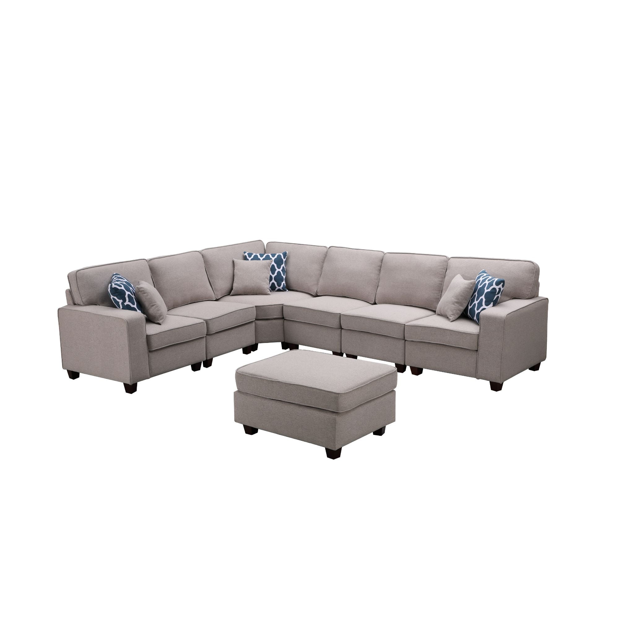 aanwijzing inval partner Set of 7 Thunder Gray Casanova Modular L-Shape Sectional Sofa with Ottoman,  10.25' - Walmart.com