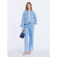 thumbnail image 3 of Free Assembly Women's Striped Denim Jacket, Sizes XS-XXL, 3 of 6