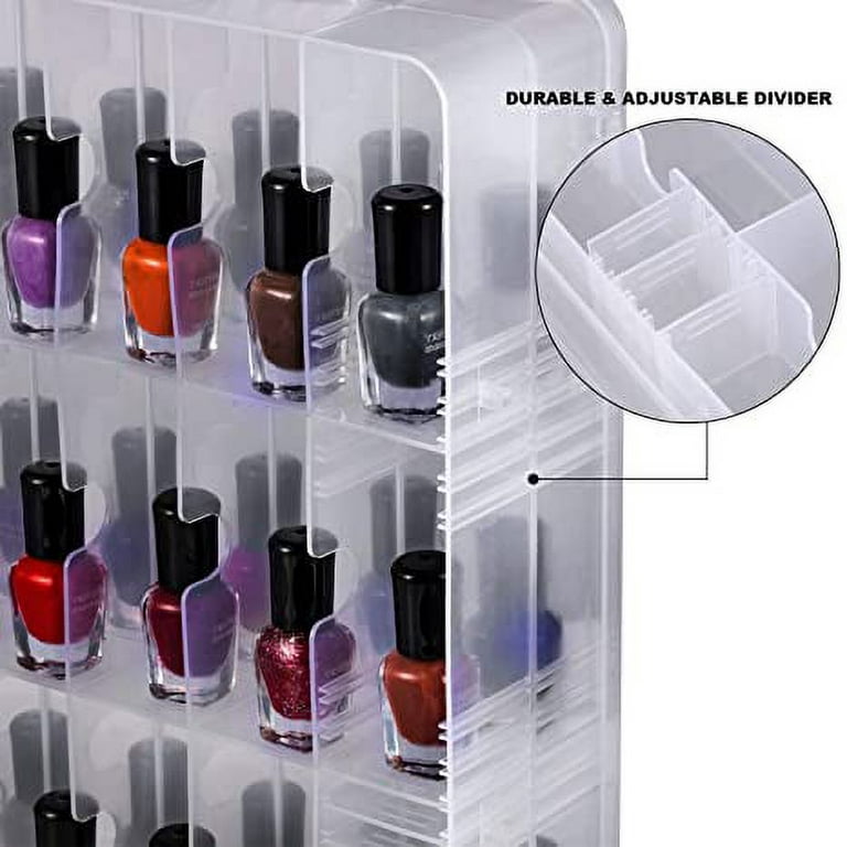 JIASHENG Two Nail Polish Organizer Case Holders, 48 Bottles Universal Nail  Storage Box for Double Side Adjustable Space Divider for Acrylic Nail Gel