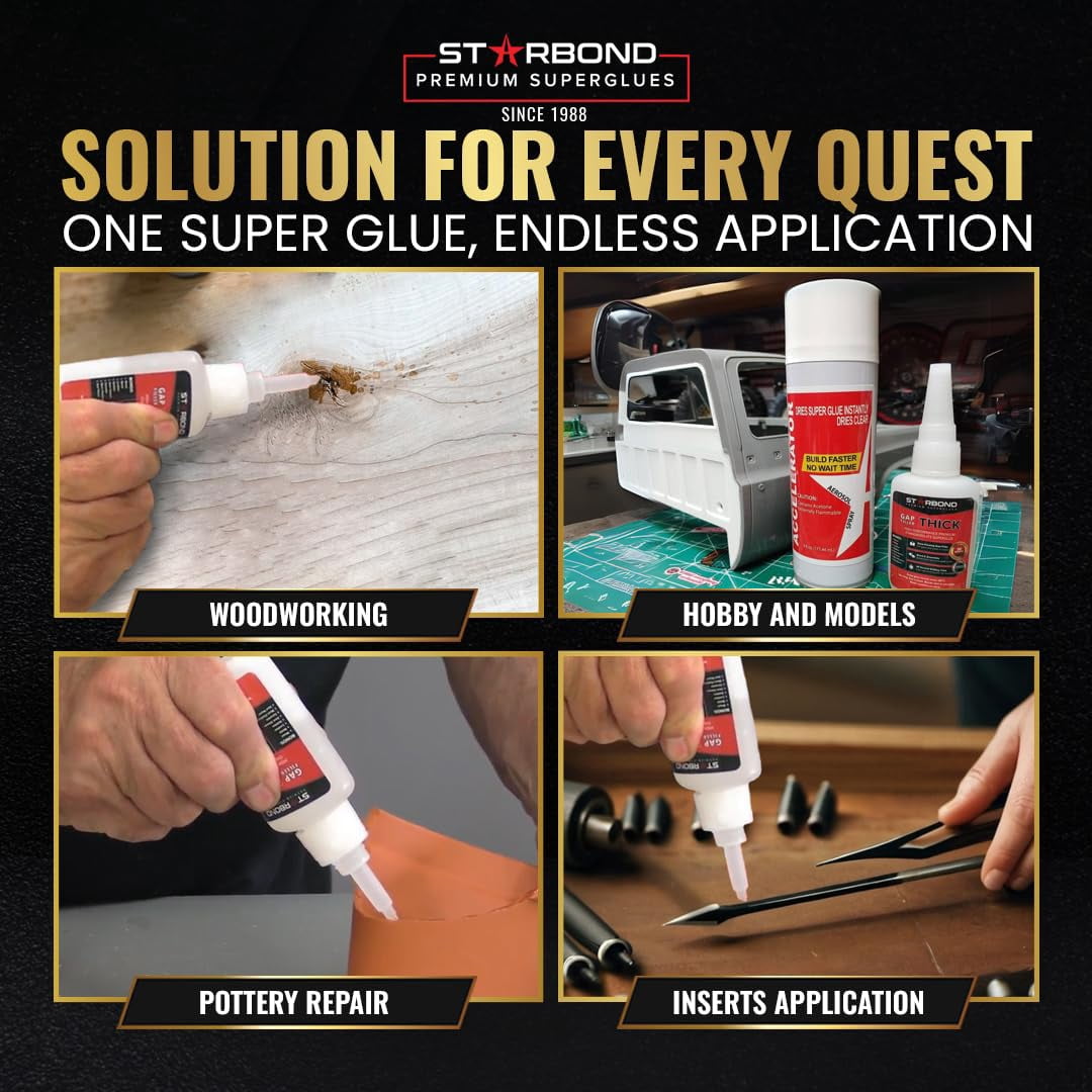 Starbond Clear Thick CA Glue (2 oz.) with Accelerator (6 fl oz.)