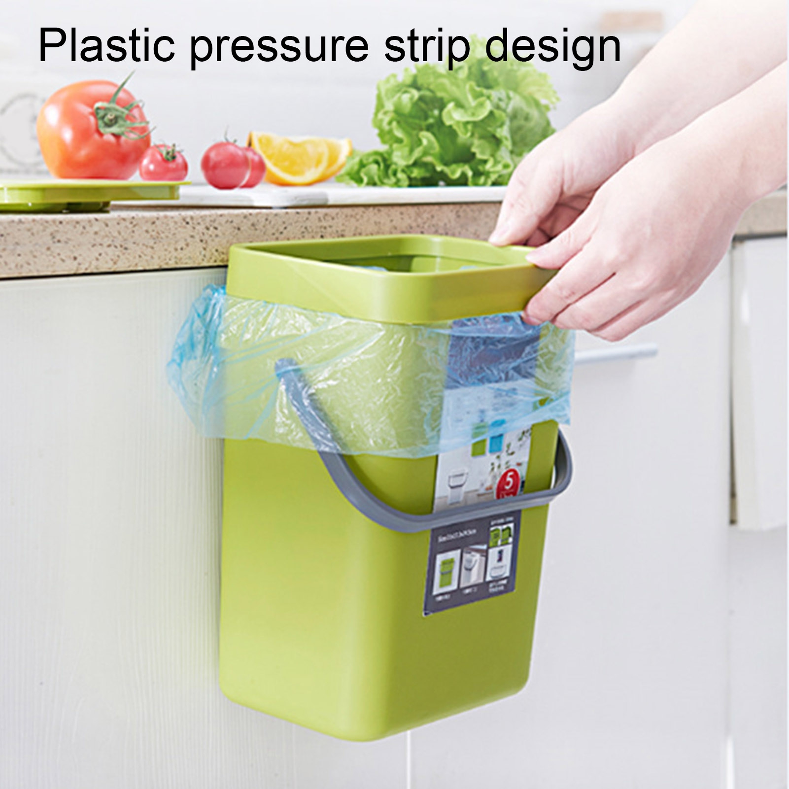 Callipe Kitchen Trash Can Hanging Organic Waste Bin Large Capacity Compact Design Bathroom Garbage Bin Container with Lid