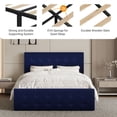 thumbnail image 3 of Queen-size marco de cama con 4 almacenamiento cajones y a cabecero, linen-forrado platform marco de cama con de madera slats support, no necesita colchón base, button tufted design - blue, 3 of 7