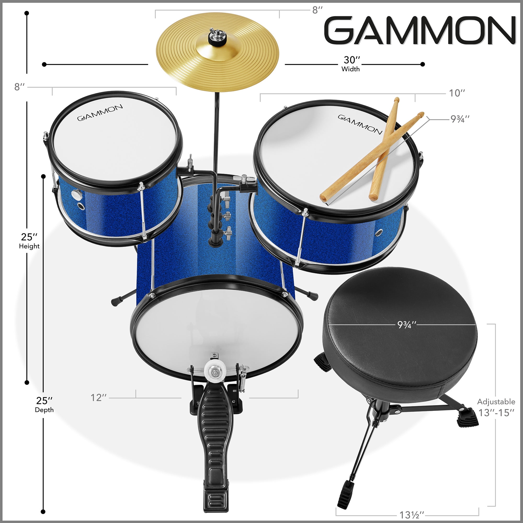 Ready ace 5 piece junior professional drum set online