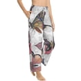 thumbnail image 2 of Uemuo Vintage Butterflies Pattern Women's Wide Leg Palazzo Lounge Pants with Pockets Light Weight Loose Comfy Casual Pajama Pants-Large, 2 of 9