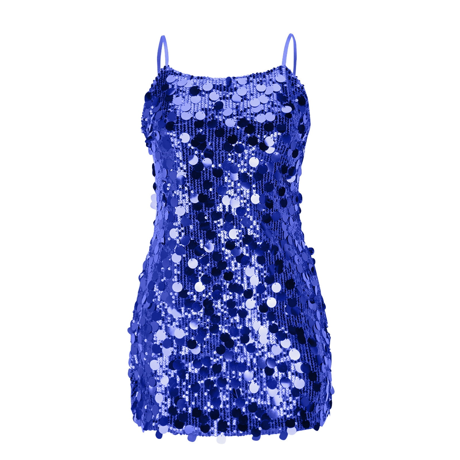 Women's Glitter Sequin Mini Dress Spaghetti Strap Sparkle Party Short Dresses