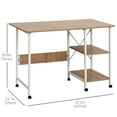 thumbnail image 3 of HOMCOM Bureau d'Ordinateur Pliant avec Étagères de Rangement, Table d'Étude et d'Écriture de 42 Pouces Bureau pour Portable avec 6 Roulettes pour Chambre Bureau à Domicile Poste de Travail, Naturel, 3 of 10