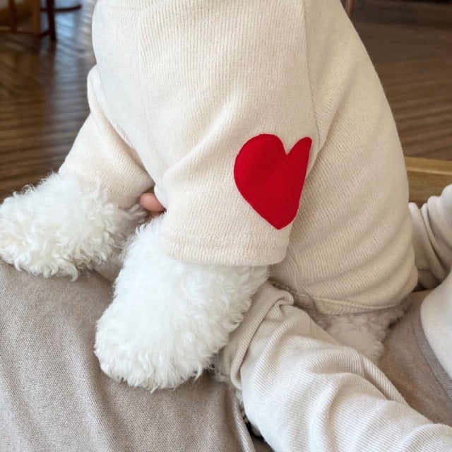 Suéter de amor con forro polar de otoño e invierno, ropa cálida y gruesa de verano para mascotas, perros, gatos, perros pequeños y osito de peluche