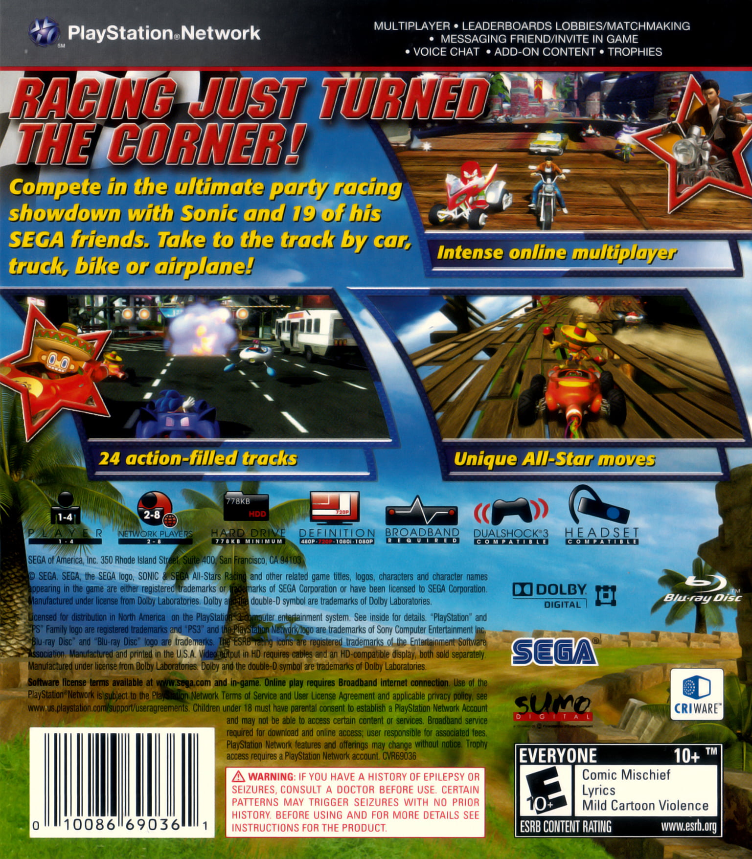 Jogo PS3 Sonic All Stars Racing Transformed Lacrado - Black Games