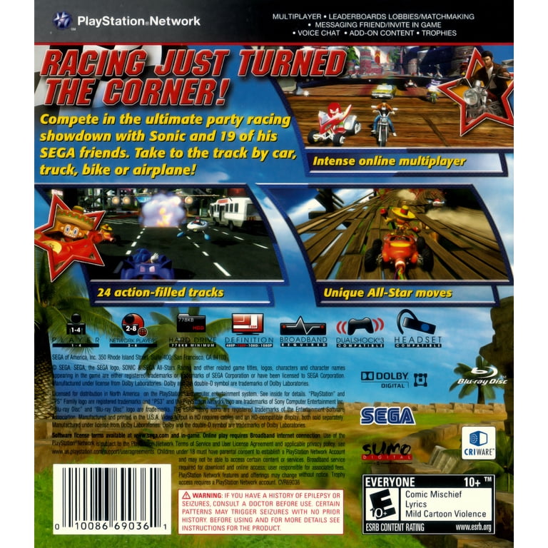 Maratona Sonic: Sonic & SEGA All-Stars Racing (Xbox 360 / PlayStation 3 /  Wii / DS / PC / Arcade / Mobile)