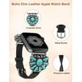 thumbnail image 4 of Wearlizer Leather Band Compatible with Apple Watch Band Women 38/40/41/42/44/45/49mm, Boho Western Vintage Turquoise Ethnic Antique Style Strap for iWatch Series Ultra 2 SE 9 8 7 6 5 4 3 2 1, 4 of 7