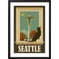 thumbnail image 2 of Art.com Seattle, Washington - Space Needle and Cat Window Art Print by Lantern Press, Black Frame Wall Art, 17" x 23", 2 of 5