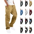thumbnail image 2 of QATAINLAV Men's Cargo Pants Plus Size Drawstring Elastic Waist Fall Work Pants Casual Solid Work Trousers with Multi Pockets Gray XL Spring Savings, 2 of 4