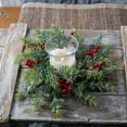 thumbnail image 4 of 10 Inch Artificial Christmas Candle Rings Cedar Pine Garland Wreaths with Red Berries Pinecones Pine Needles Candle Ring Holder for Christmas Winter Wedding Holiday Table Centerpiece Decorations, 4 of 6