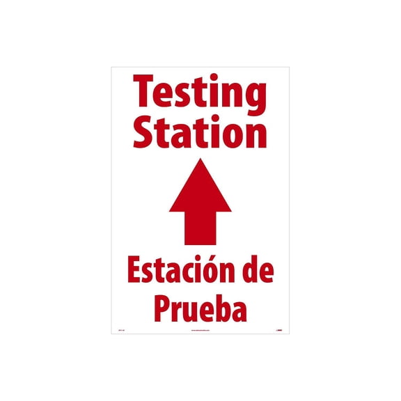 National Marker A-Frame Sign "Testing Station Straight " 36" x 24" White/Red (SFS112C)