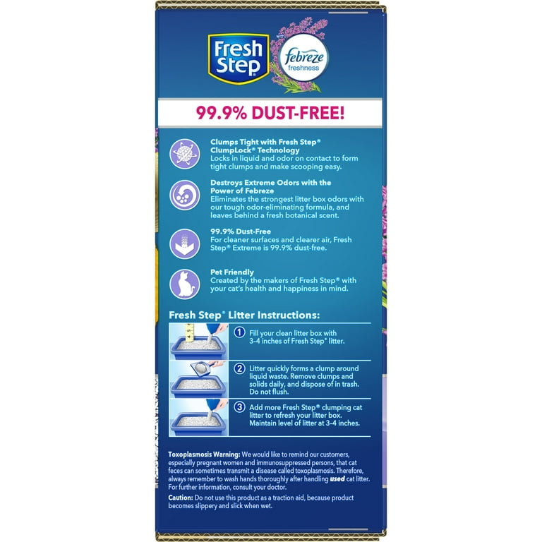 Fresh Step Extreme Scented Litter with the Power of Febreze Clumping Cat Litter Mediterranean Lavender 25 lbs Walmart