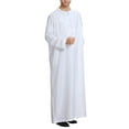thumbnail image 4 of Christmas! Ohufall Thobe,Robe for Men, Muslim Robe Arab Middle Robe Pattern Long Sleeved Standing Neck Fashion Casual Robe Muslim Clothes for Men, 4 of 9