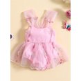 thumbnail image 3 of xiaxaixu Bébé Filles Robe Romper, Sans Manches Broderie Papillon Tulle Patchwork Body Vêtements d'Été, 3 of 9