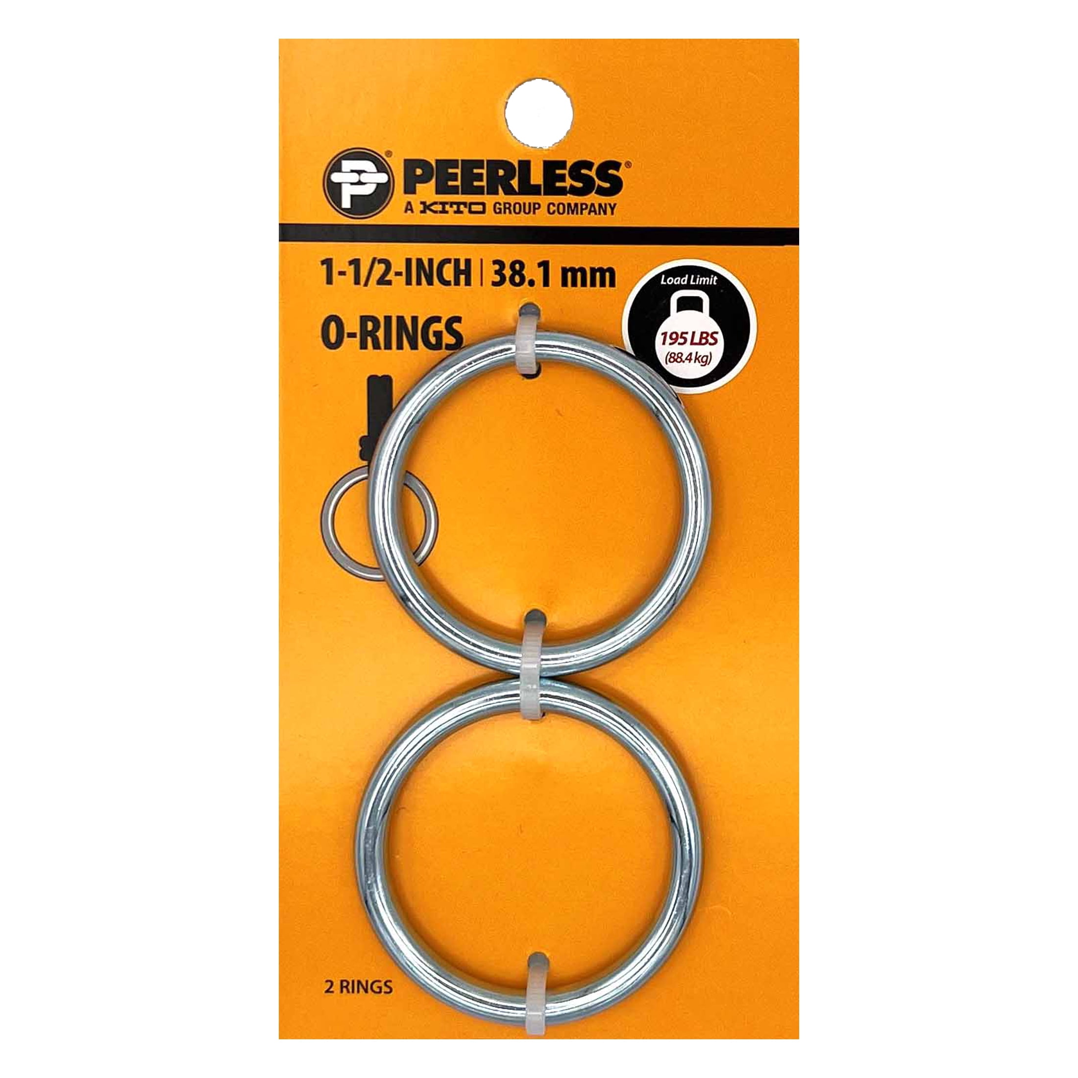 (4 pack) 1 1/2" Welded O-Rings, Steel, Peerless Chain Company, #4728038N, 2 Rings each Card