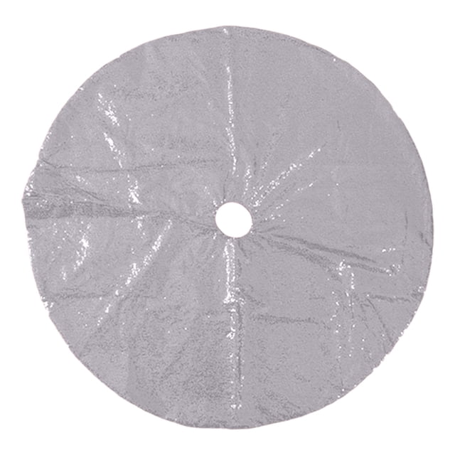 Silver 54Cm Sequins Christmas Tree Skirt, Sparkling Circular Tree Mat For Xmas Decor, Festive Floor Protection For Living Room