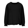 thumbnail image 4 of Clearance under $5 JINMGG Fall Long Sleeve Shirts for Women Women's Fashion Solid Color Long Sleeve Shirt Loose Round Neck Casual Top Black XXXXL, 4 of 8