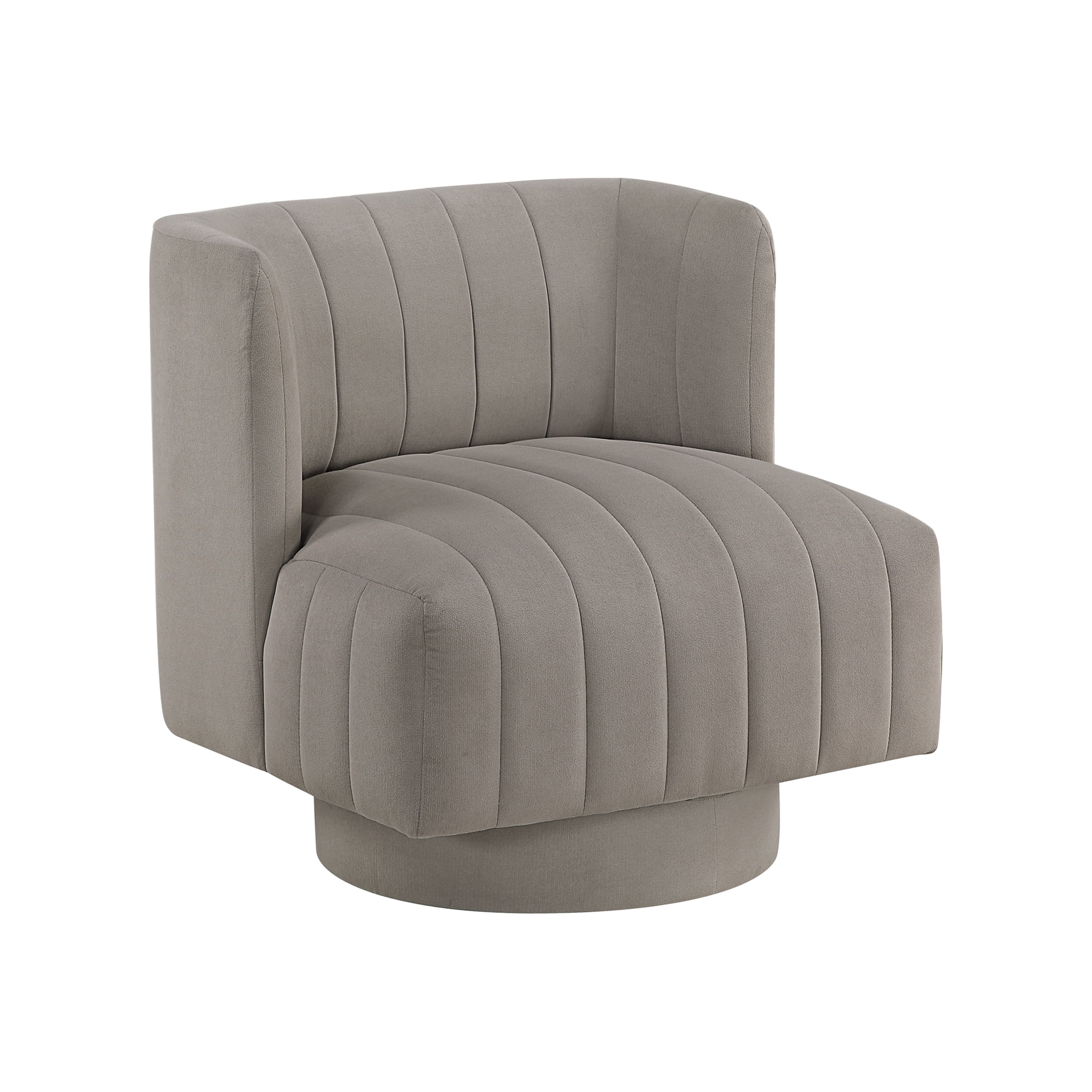 OakvillePark Glynworth Textured Fabric Chennel Tufted Swivel Chair, Taupe