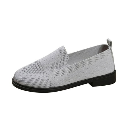 

Qufokar Boots for Women Snow Sneaker Sandals for Women Womens Casual Shoes Non Slip Mesh Solid Color Slip On Round Toe Breathable Square Heel Work Single Shoes