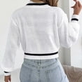 thumbnail image 5 of AHTJRT Women's Autumn Winter Sweaters Fashion Mock Neck Twist Knitted Tops Fashion Long Sleeve Striped Color Pullover Sweaters White M, 5 of 8
