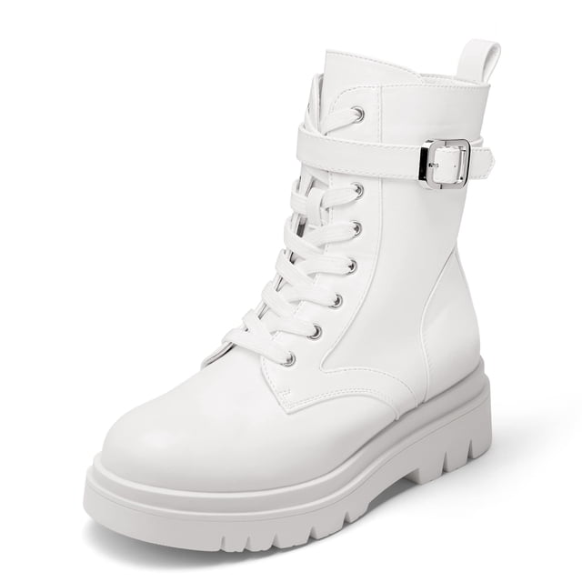 Botas de Combate con Plataforma para Mujer DREAM PAIRS Blancas Talla 6.5