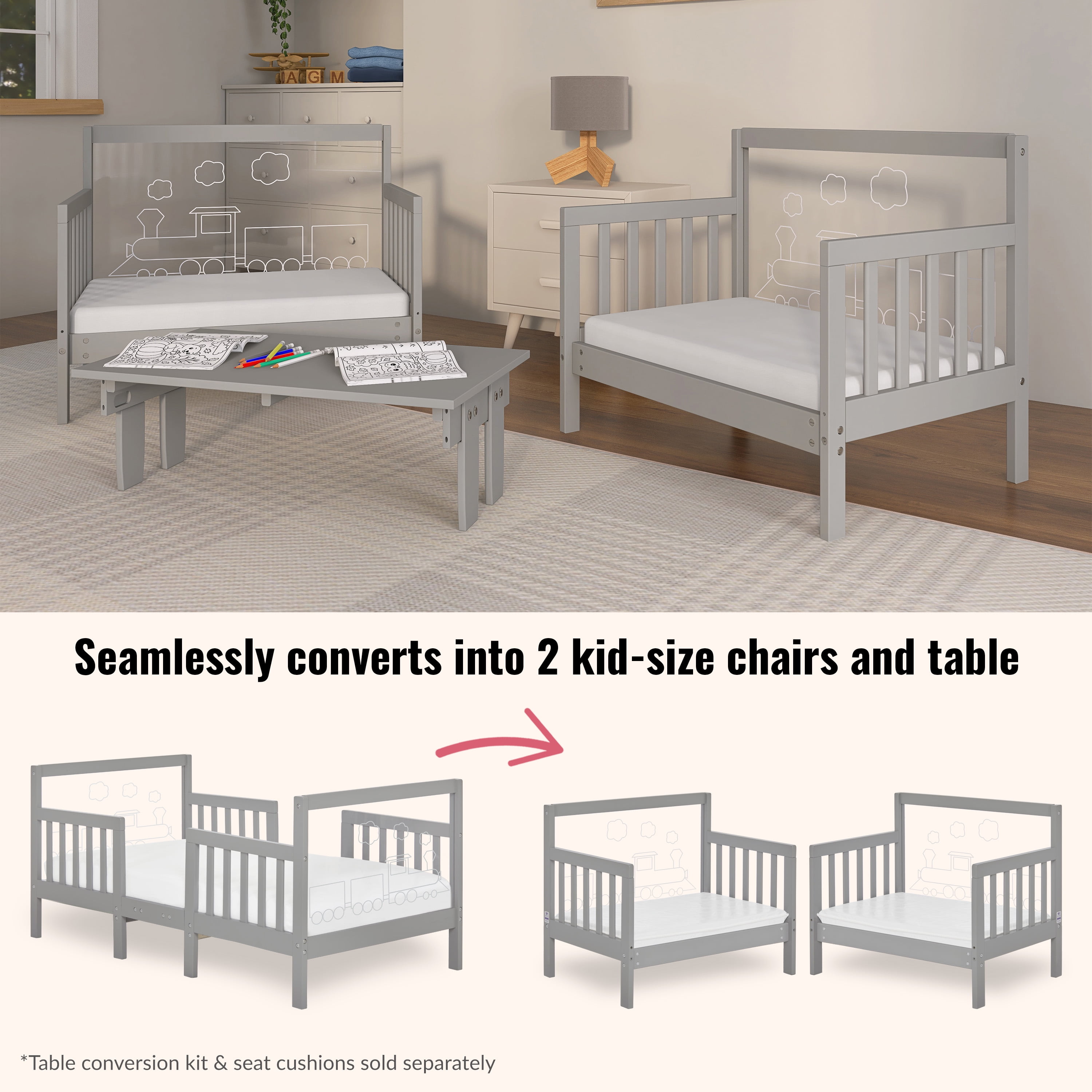Dream On Me Polar Express Toddler Bed In Cool Grey
