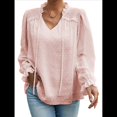thumbnail image 1 of Blusa Informal de Verano para Mujer, con Lunares Suizos, Cuello en V, Larga, Holgada y Elegante, Ideal para Oficina. Rosa S, 1 of 10