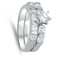 thumbnail image 4 of CHOOSE YOUR COLOR White CZ Elegant Wedding Ring Set .925 Sterling Silver Band Female Size 5, 4 of 4