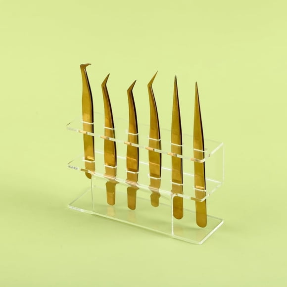 LIXIMMAZN Soporte para pinzas de acrílico, 6 agujeros, soporte para pinzas, organizador de exhibición para suministros de extensión de pestañas, accesorios, herramientas de belleza de injerto (6 aguje