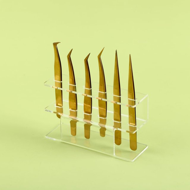 LIXIMMAZN Soporte para pinzas de acrílico, 6 agujeros, soporte para pinzas, organizador de exhibición para suministros de extensión de pestañas, accesorios, herramientas de belleza de injerto (6 aguje