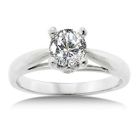 1 Carat Round Diamond Solitaire 14kt White Gold Engagement Ring