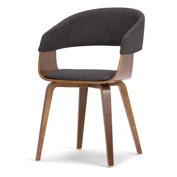 Simpli Home Lowell Bentwood Dining Chair in Charcoal Grey Linen Look Fabric
