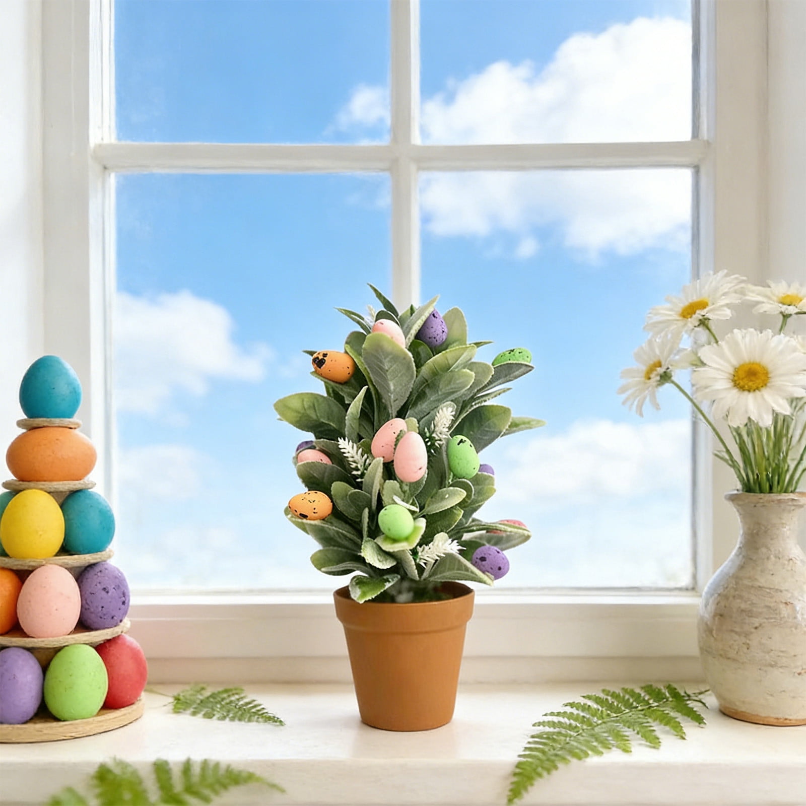 Easter Egg Centerpiece Decor, Spring Holiday Table Arrangement with Durable Foam Eggs for Indoor Festive Decorations