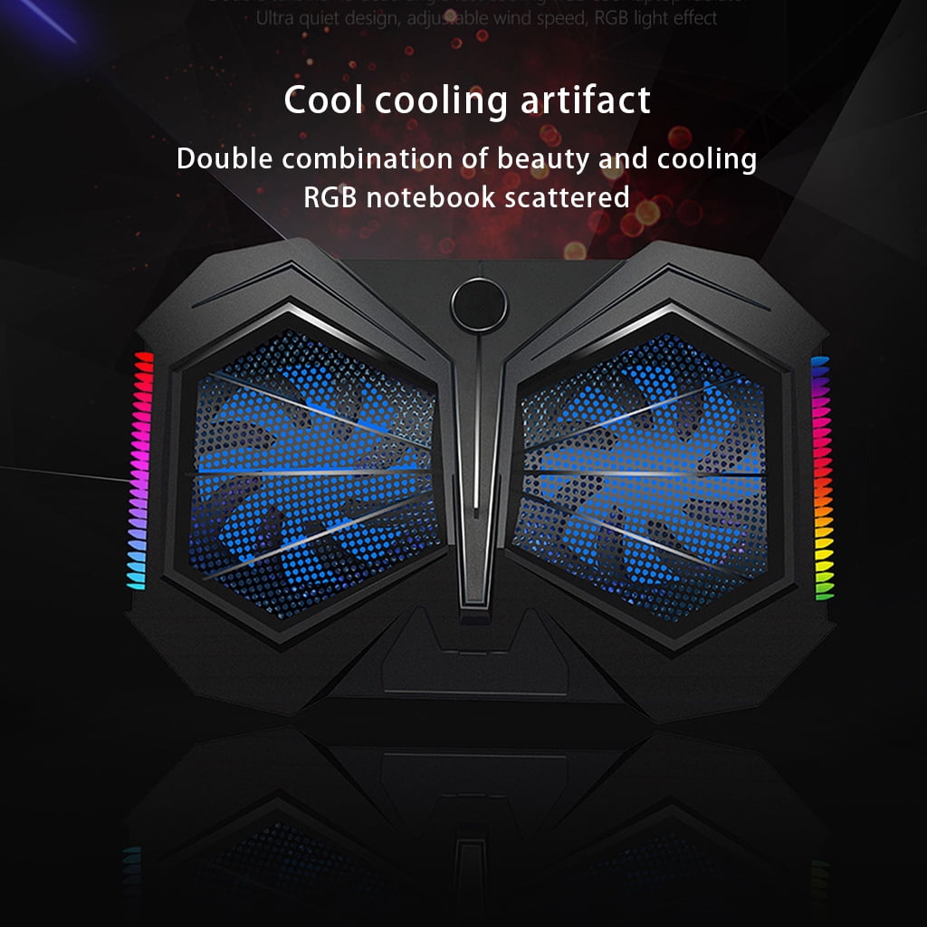 Laptop Cooler Fan Portable Notebook Cooling Base Dual Turbo RGB Fan for 11-16in