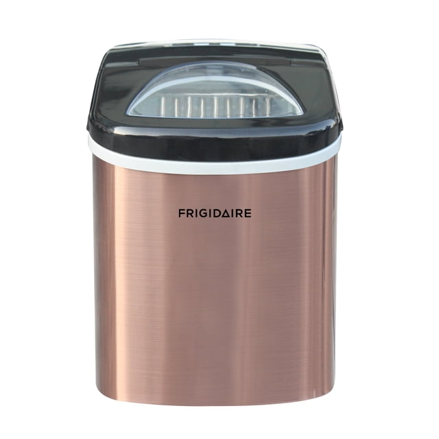 Machine à glaçons Frigidaire de 12 kg (26 lb), modèle Bullet, à poser sur le comptoir, avec commandes LED, en acier inoxydable cuivré.