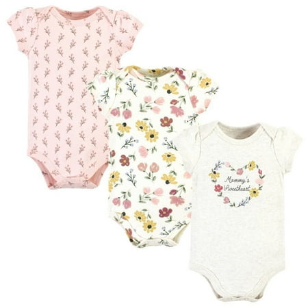 

Hudson Baby Infant Girl Cotton Bodysuits Soft Painted Floral 3-Pack 6-9 Months