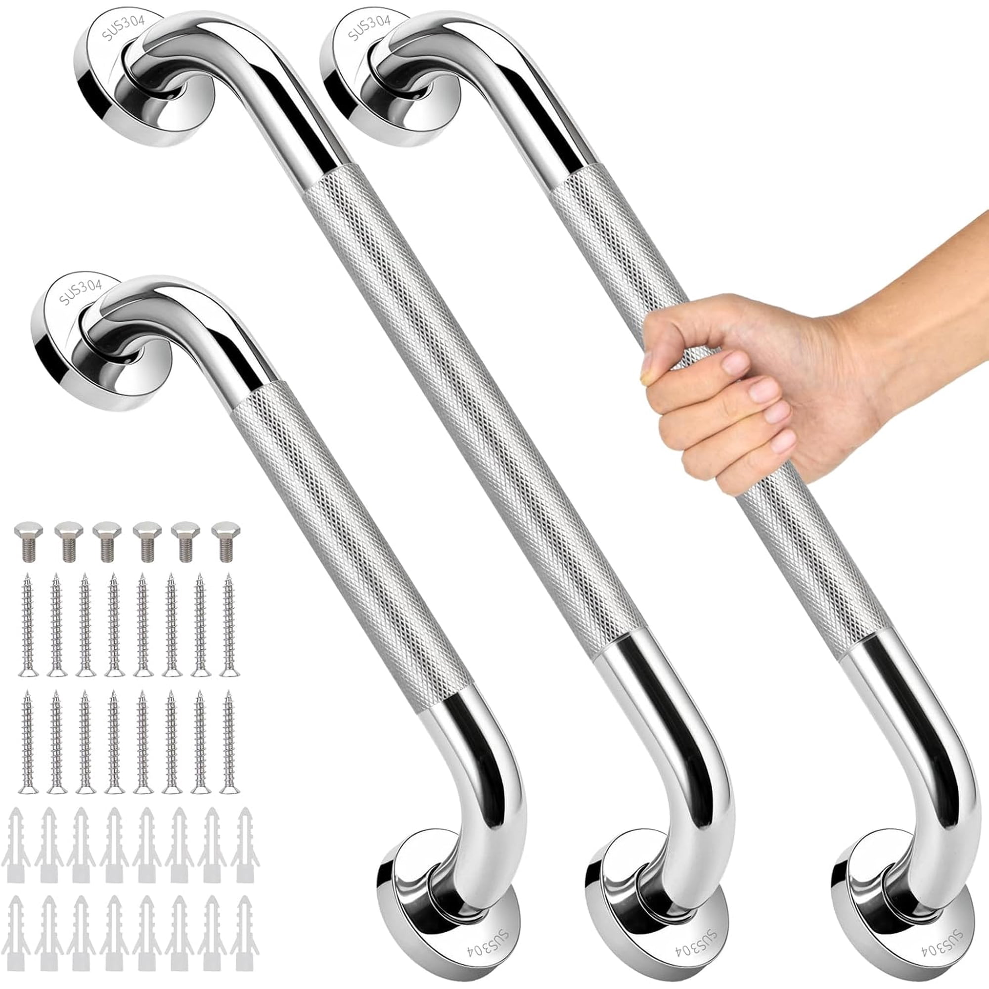 3 PCS Grab Bars for Seniors Bathroom 16" and 12" Shower Safety Handle