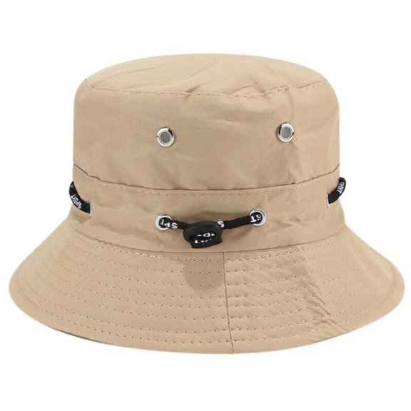 CUZIBR Adult Mens Fisherman Hats Fashionable Solid Color Classic Bucket Hat Casual Summer Breathable Foldable Adjustable Strap Travel Beach Caps Unisex Stylish Hiking Headwear,Beige,One Size