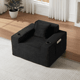 thumbnail image 3 of Lovableguy Modern Corduroy Boneless Couch,Deep Seat Single Cloud Sofa Couch with Cup Holder ＆ Side pocket,No Assembly Required,for Compact Living Rooms,Apartments,Black, 3 of 7