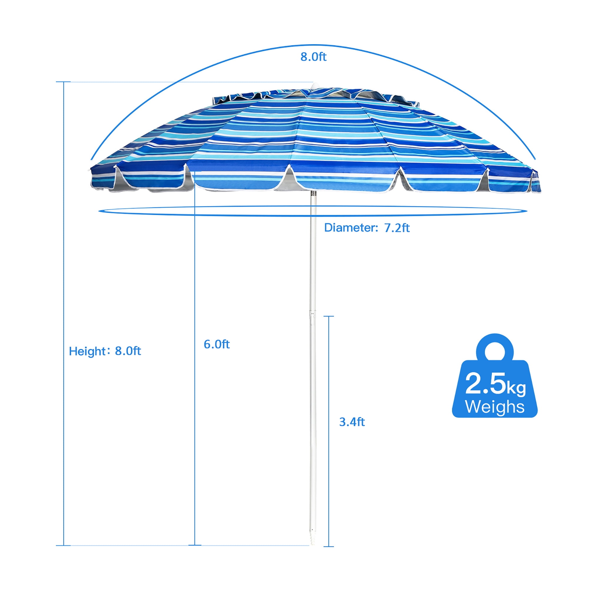 Costway 8 FT Beach Umbrella Outdoor Tilt Sunshade Sand Anchor W 