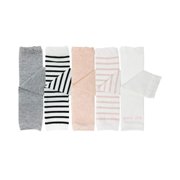 Wrapables Solids and Stripes Baby Leg Warmers, Set of 5, Pinks